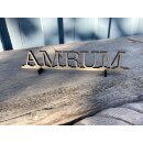 paddel grafik Amrum aus Holz-Blockschrift