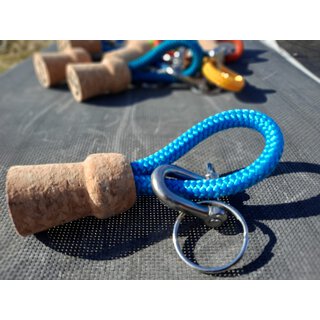 paddel grafik - Schlüsselanhänger  aus Tampen und Korken - hellblau