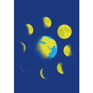 nobis design Postkarte - luminous - Moon Phases yellow